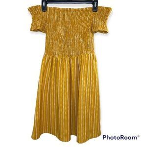 Women’s Mustard Yellow Off Shoulder Above Knee Dress